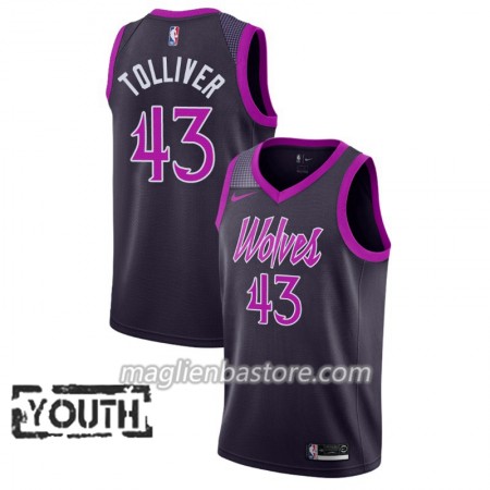 Maglia NBA Minnesota Timberwolves Anthony Tolliver 43 2018-19 Nike City Edition Viola Swingman - Bambino